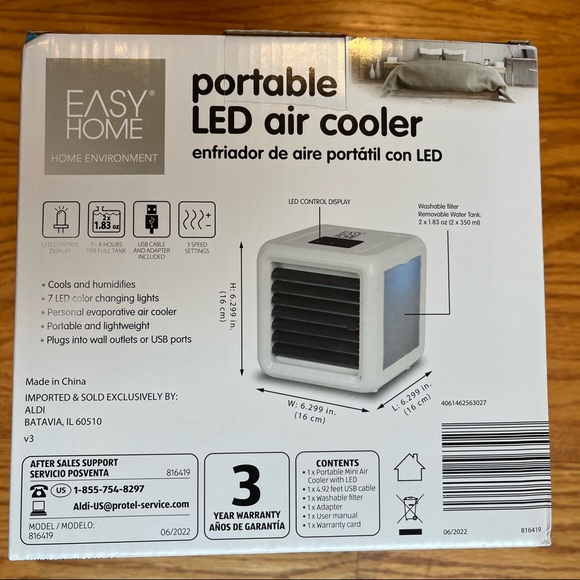 *NEW* Portable LED Air Cooler by Easy Home 7 Color Changing Settings - Picture 2 of 5